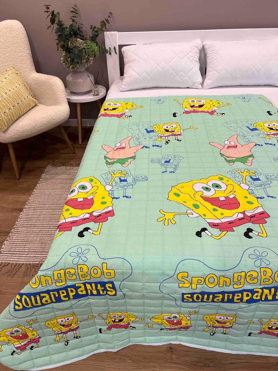 Ковдра дитяча з малюнком Губка Боб двостороння 150х210 см Блакитний - фото 4 Ковдра дитяча з малюнком Губка Боб двостороння 150х210 см Блакитний - фото 4