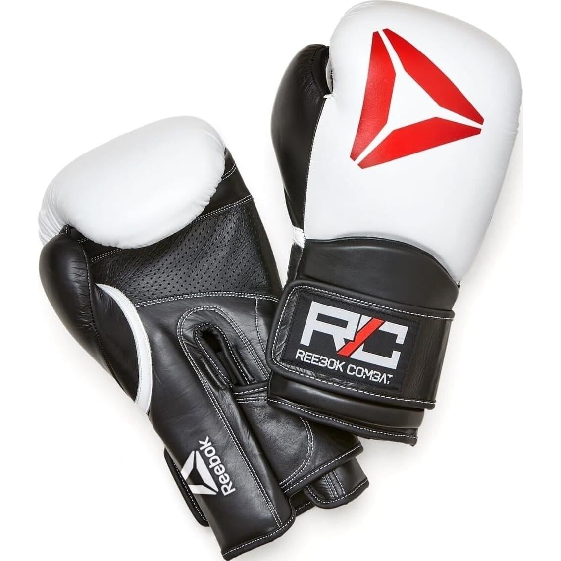 Перчатки боксерские Reebok COMBAT LEATHER BOXING GLOVES 10 унций р. 10 Бело-черно-красный (RSCB-10010WH-10)