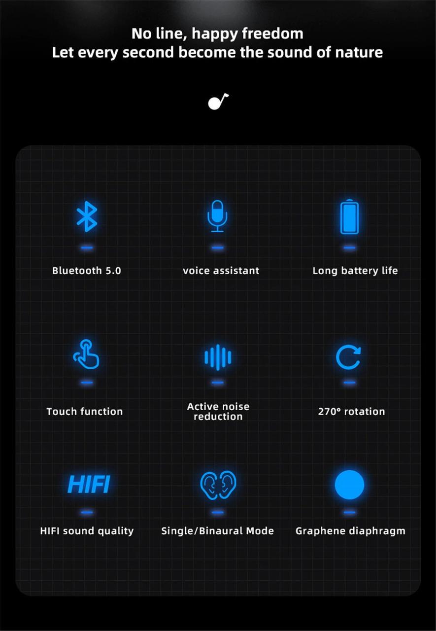 Гарнітура Bluetooth 5.0 з відбитком пальця/мікрофоном (000107) - фото 8