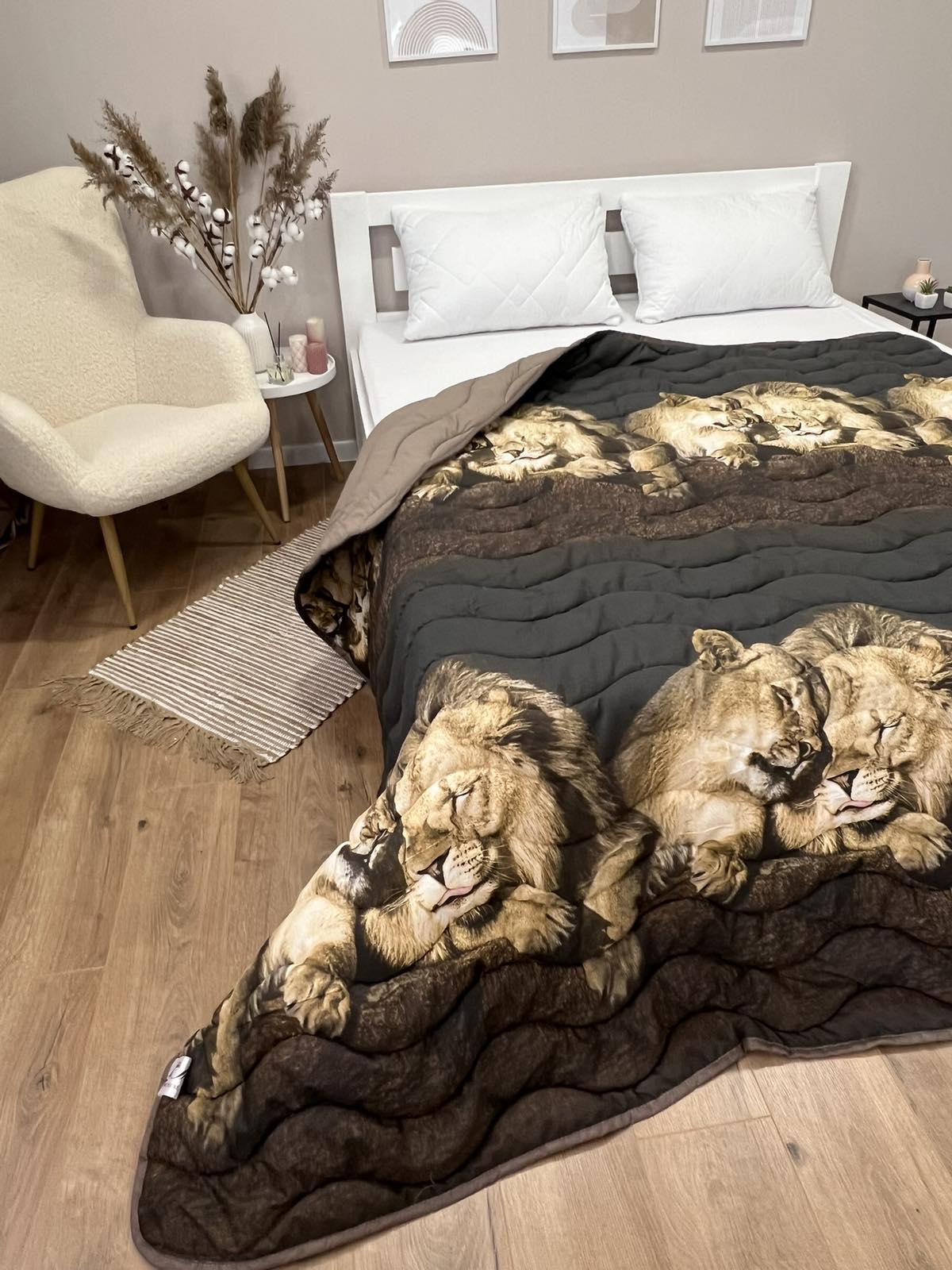 Одеяло летнее двухстороннее с рисунком полутораспальное 150x210 см Шоколадный (27188226) - фото 4