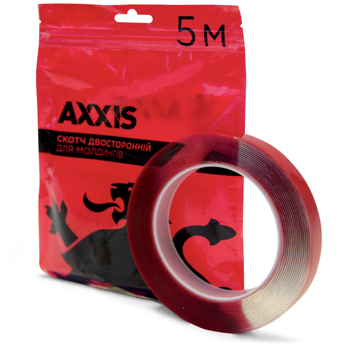 Скотч Axxis двосторонній 15 мм 5 м професійний Red (st-15 red)