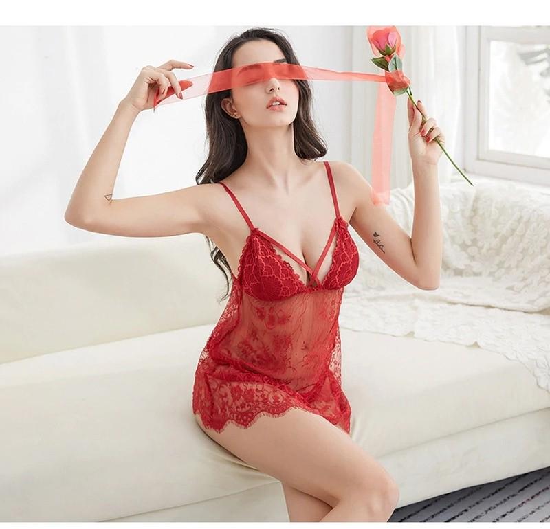 Набір халатик/пеньюар/трусики L Червоний (33005035685) - фото 2 Набір халатик/пеньюар/трусики L Червоний (33005035685) - фото 2