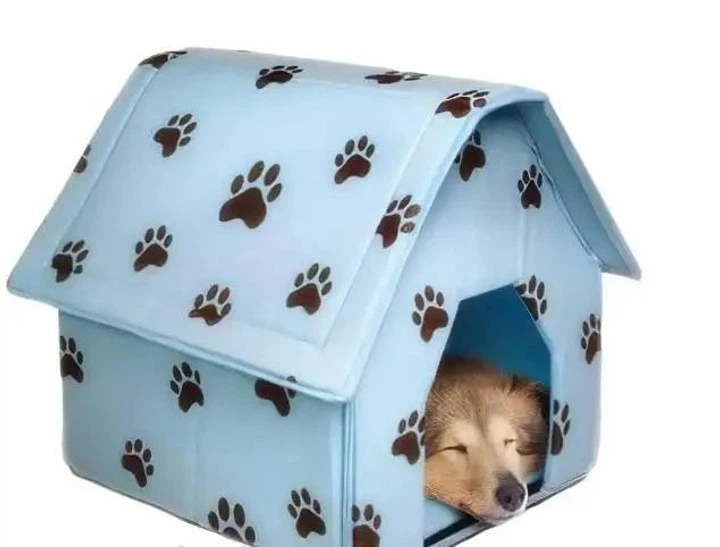 Будиночок м'який переносний для собак Portable Dog House з м'якого флісу 43х40х40 см Блакитний