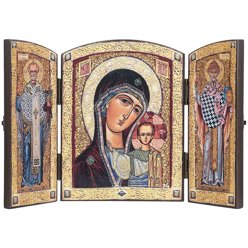 Складень Казанська ікона Божої Матері/Cв.Миколай Св.Спиридон (В-04512511)