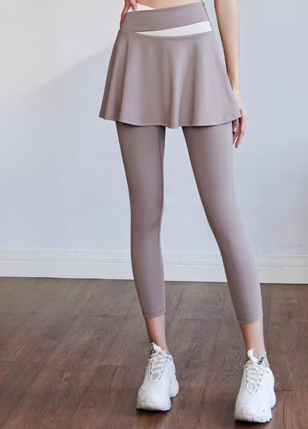 Леггинсы женские спортивные Elegant Sport D123 с юбочкой XL Бежевый (1851-48-01)