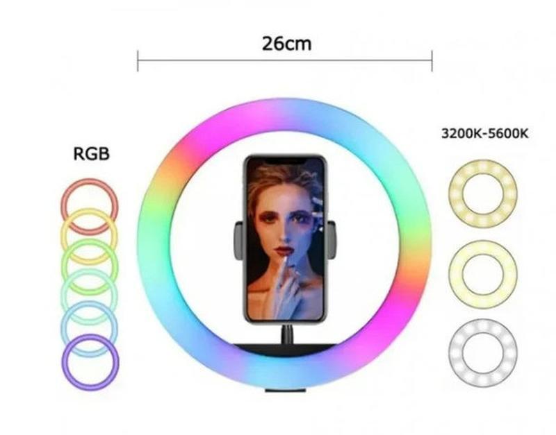 Кольцевая светодиодная LED лампа Mirror RGB MJ26 26 см Черный (7765/L) - фото 3 Кольцевая светодиодная LED лампа Mirror RGB MJ26 26 см Черный (7765/L) - фото 3