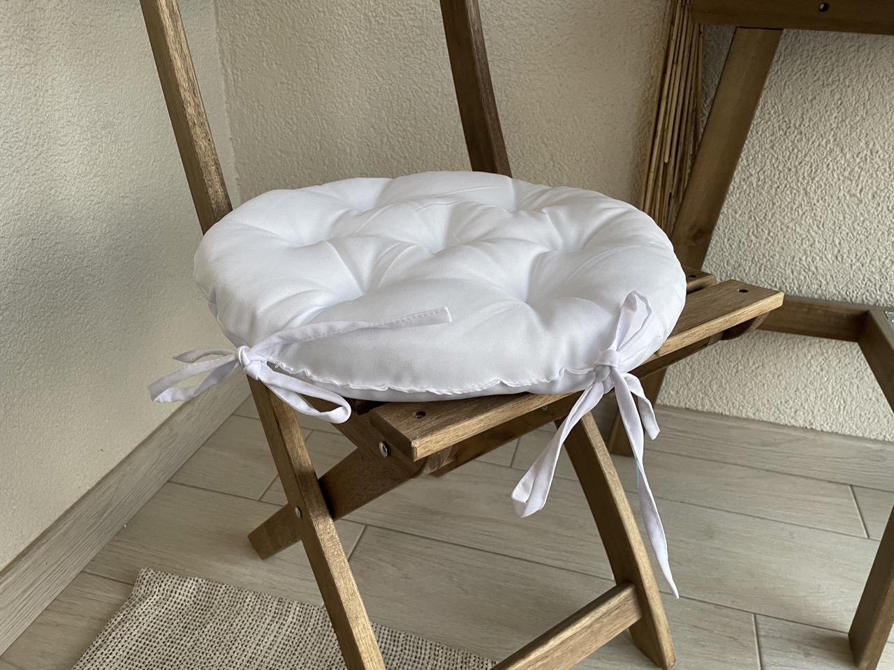 Подушка на стул с завязками круглая Color 40х40х5 см Белый - фото 2