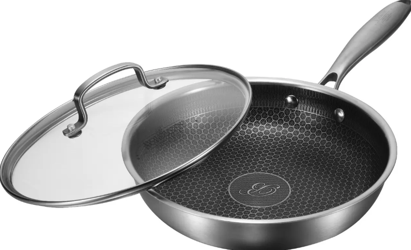 Сковорода зі скляною кришкою Bohmann Premium з нержавіючої сталі з стільниковою структурою 24 см (BP 4000-24)