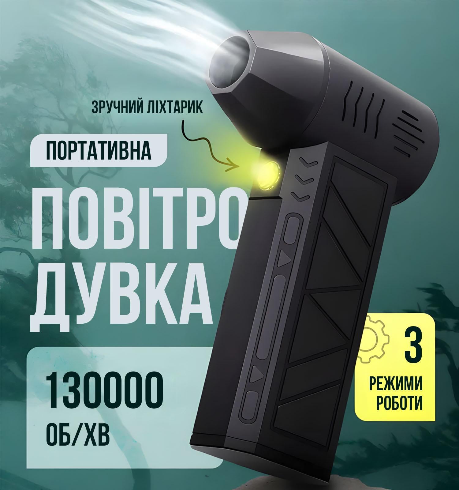 Турбовентилятор для очищення техніки від пилу ZY7400-SE акумуляторний Чорний - фото 2 Турбовентилятор для очищення техніки від пилу ZY7400-SE акумуляторний Чорний - фото 2