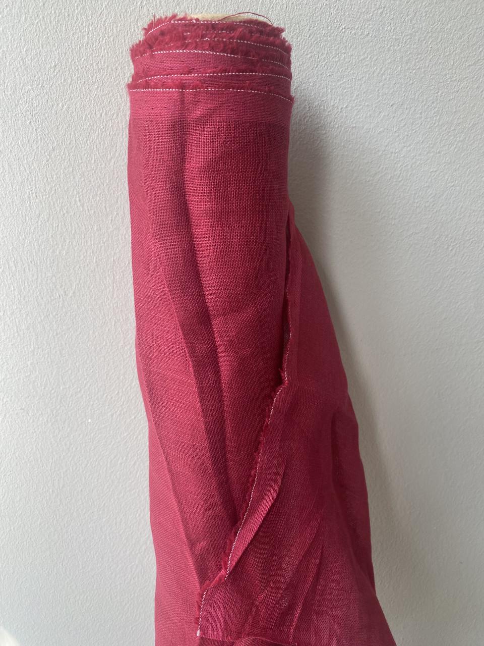 Ткань Линет Бордо LINEN PLUS льняная натуральная марля 150 см Бордовый