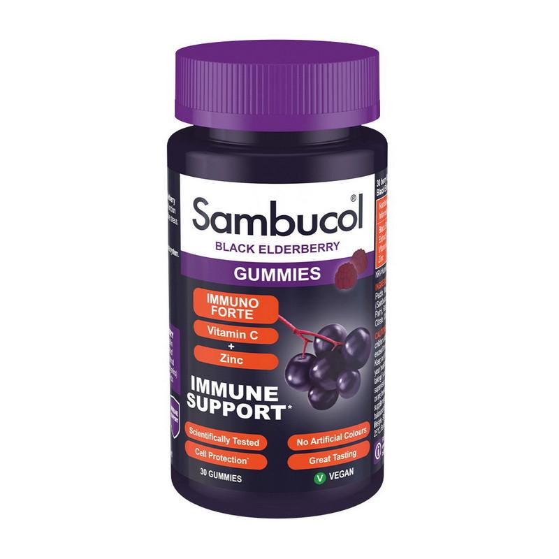 Комплекс для імунітету Sambucol Immuno Forte + Vitamin C + Zinc 30 желейок (21304-01)