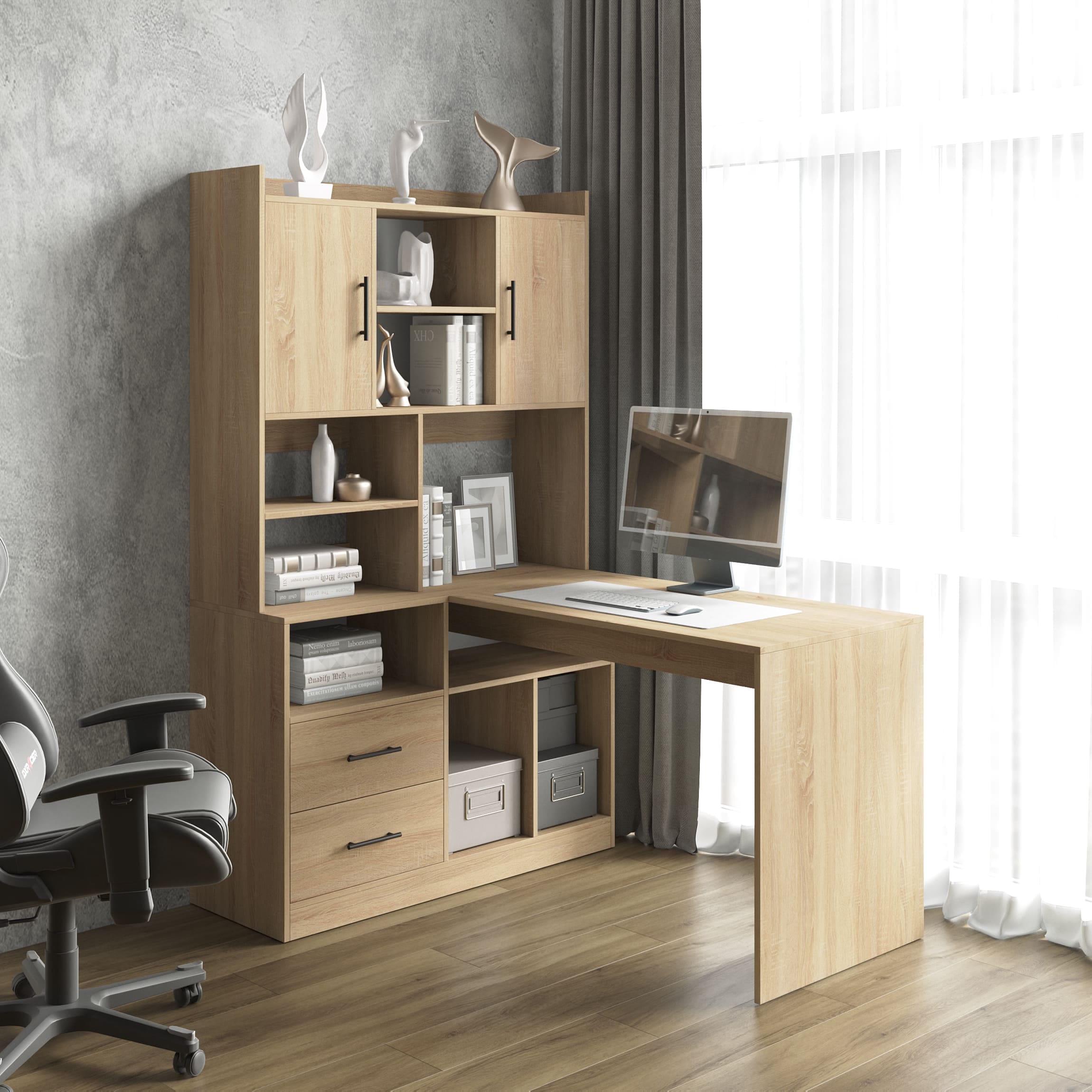 Стол компьютерный угловой со стеллажом Дуб Сонома (380164)