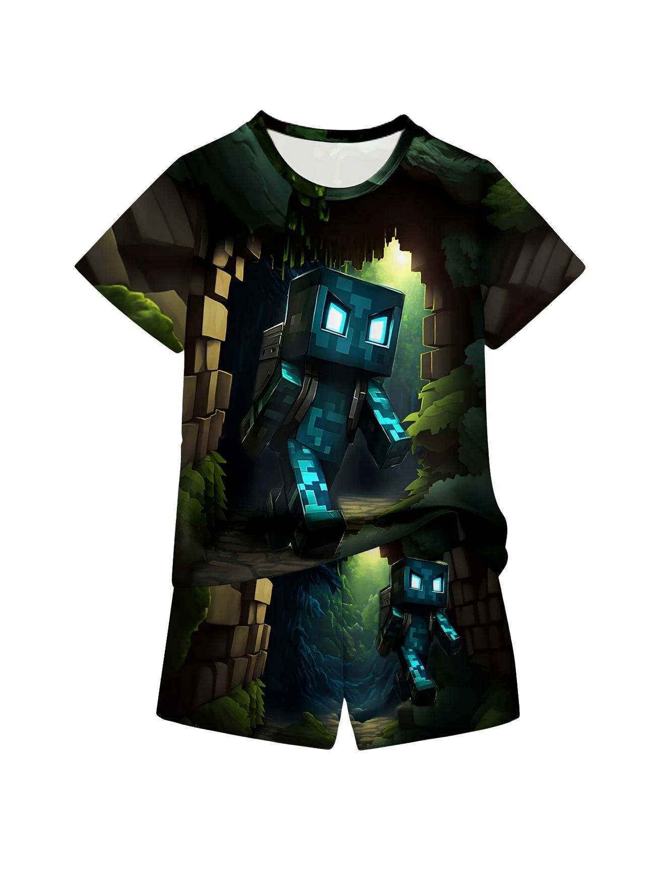 Комплект детский летний для мальчика Minecraft Эндермен шорты/футболка с двусторонним принтом 116-128 см Разноцветный (D-0070) Комплект детский летний для мальчика Minecraft Эндермен шорты/футболка с двусторонним принтом 116-128 см Разноцветный (D-0070)