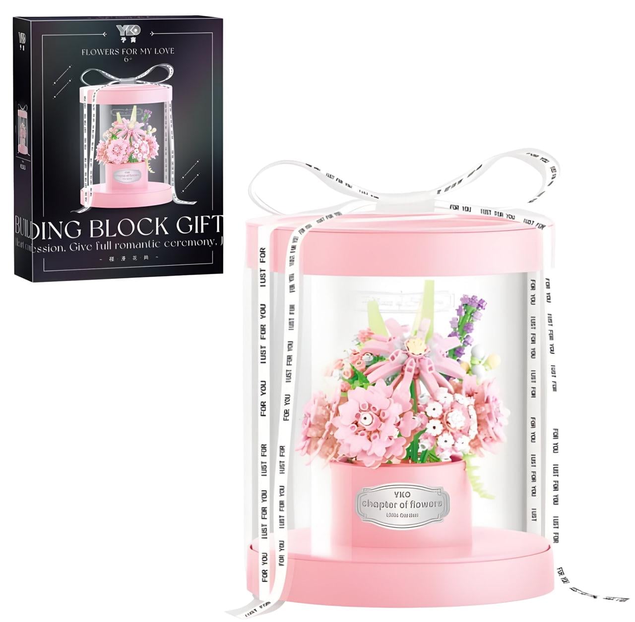 3D конструктор с подарочной упаковкой Розовый букет 496 дет. (2363-P)