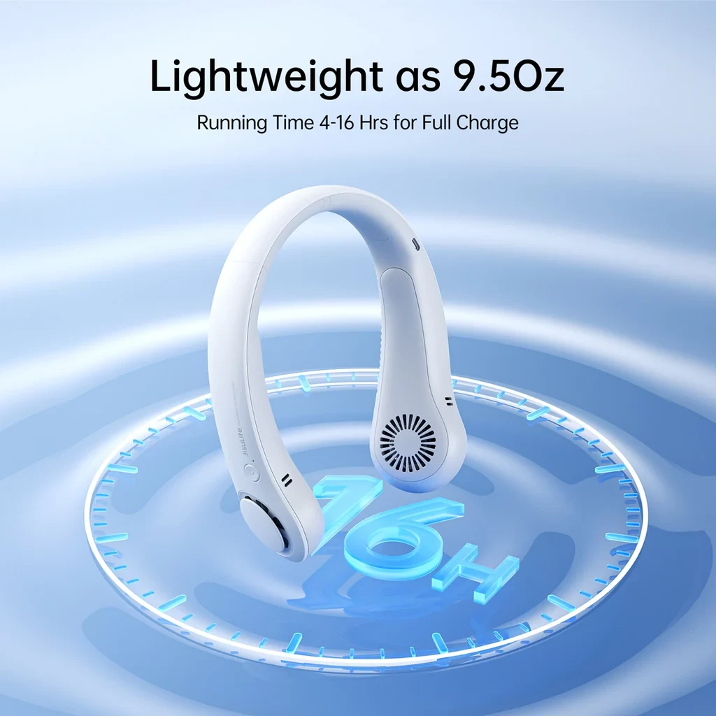 Вентилятор на шею JISULIFE Life3 4000 мАч 3 скорости до 16 ч Серый (2689441494) - фото 5