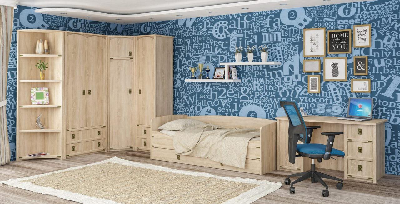 Стелаж кутовий в дитячу кімнату Мебель-Сервіс Valensiya з полицями Дуб Самоа (27304392) - фото 3 Стелаж кутовий в дитячу кімнату Мебель-Сервіс Valensiya з полицями Дуб Самоа (27304392) - фото 3