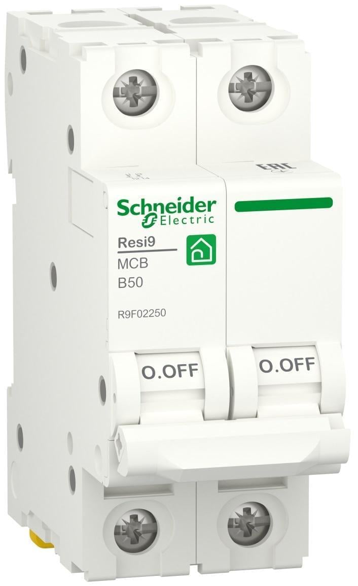 Автоматичний вимикач Schneider Electric RESI9 2P 50A 6кА В (R9F02250) - фото 1 Автоматичний вимикач Schneider Electric RESI9 2P 50A 6кА В (R9F02250) - фото 1