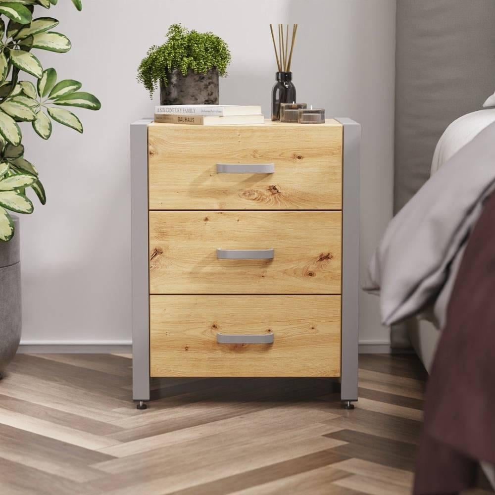 Тумба универсальная Ferrum-decor Вивьен 3 ДСП 16 мм 50x41x40 см Серый/Дуб Сан-Марино (FRD-104197)