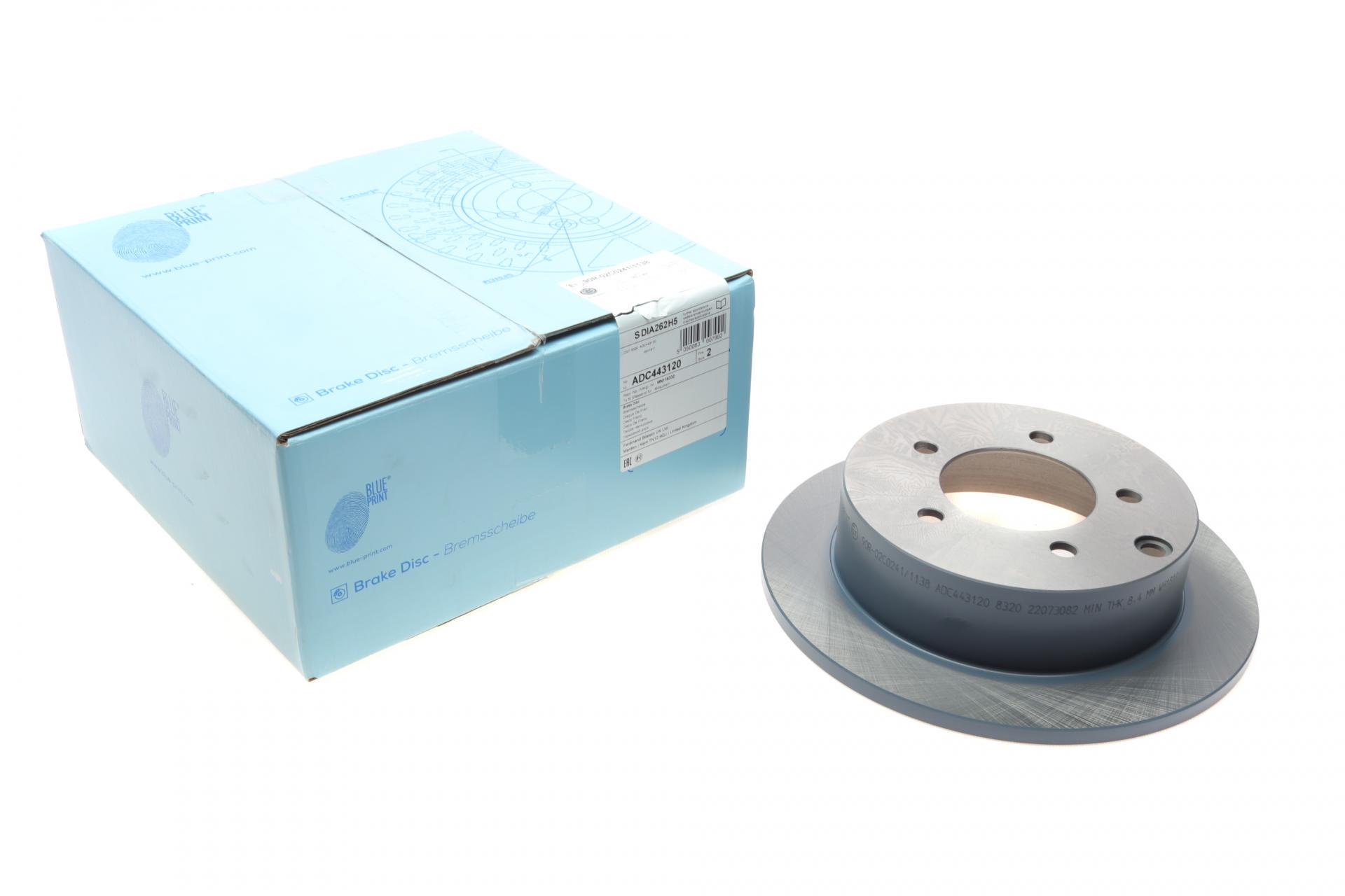 Диск тормозной задний BLUE PRINT для Mitsubishi Lancer VIII 06- 262х10 мм (ADC443120)