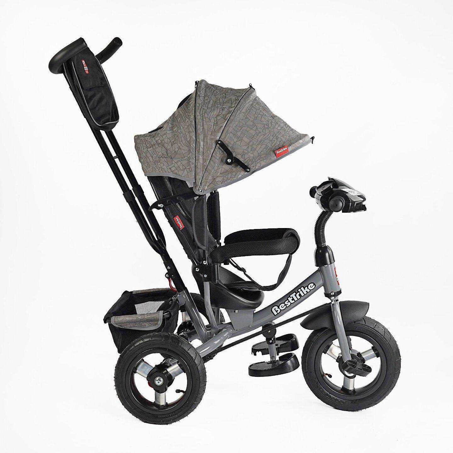 Велосипед дитячий триколісний Best Trike 3390 надувні/фара з USB/пультом/батьківською ручкою Сірий (35-723) - фото 2 Велосипед дитячий триколісний Best Trike 3390 надувні/фара з USB/пультом/батьківською ручкою Сірий (35-723) - фото 2