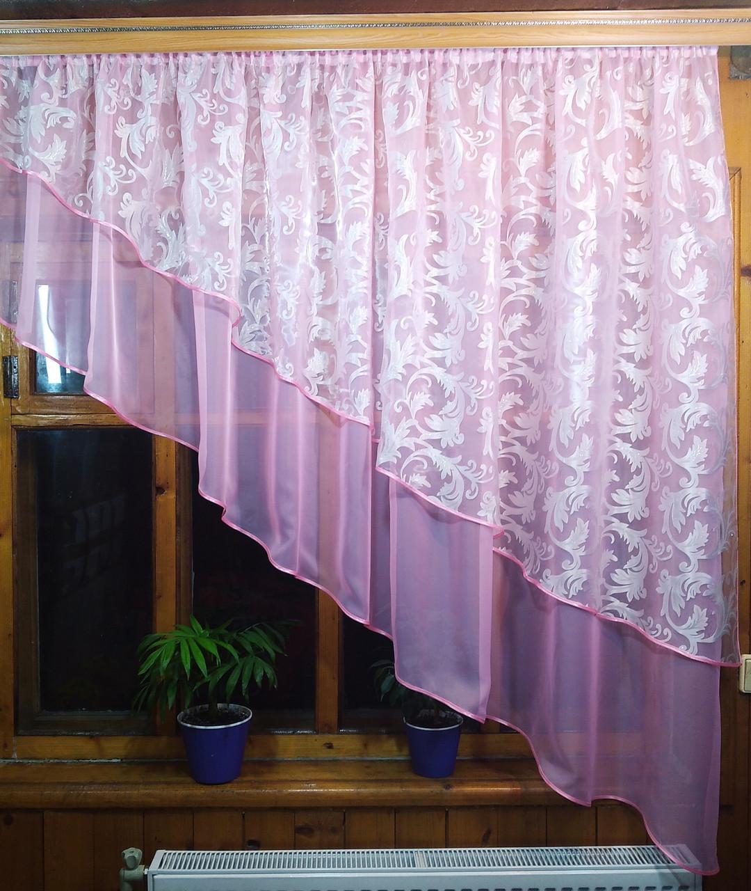 Тюль Ника вензель правая 170х280 см Розовый (1812902159)