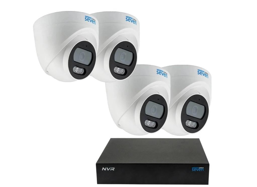 Комплект видеонаблюдения SEVEN 4D2 на 4 купольные 1080p IP-видеокамеры