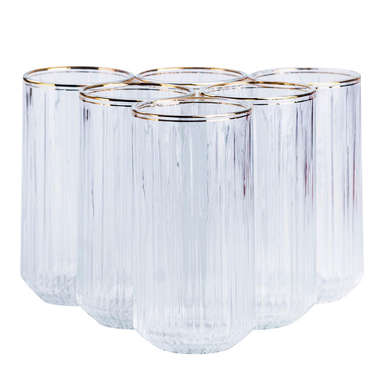 Набор стаканов с золотым ободком 6 шт. по 380 мл Прозрачный (HP552)