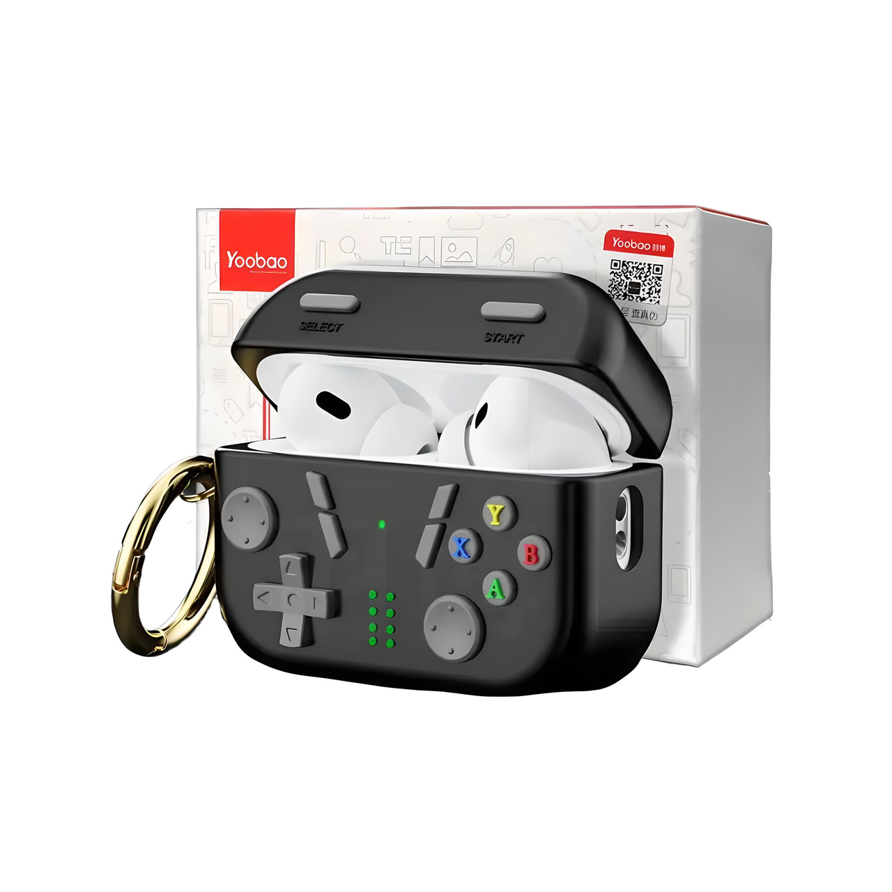 Чехол защитный для наушников Yoobao gamepad AirPods PRO 2 с карабином силиконовый Черный (2345085374)