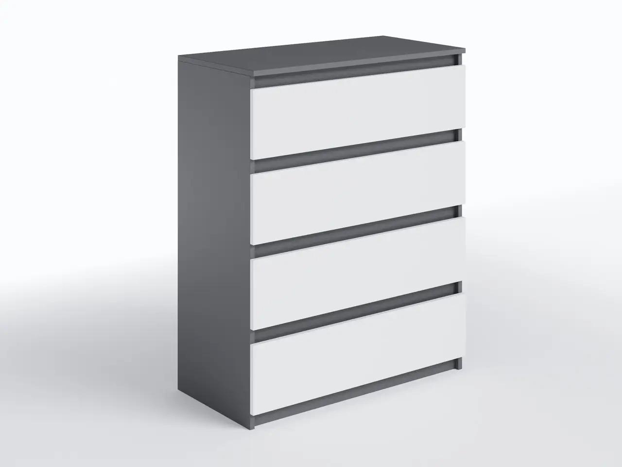 ᐉ Комод на 4 ящика без ручек 800х1000х400 Антрацит/Белый (00037 ...