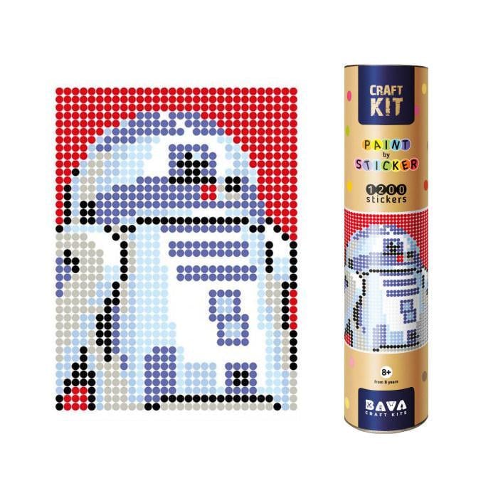 Картина за номерами стікерами Умняшка Робот синій R2D2 1876 в тубусі 1200 стікерів 33х48 см (RLT12759)