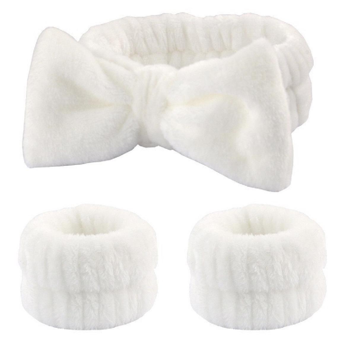 Косметична пов'язка на голову з нарукавниками для вмивання Білий