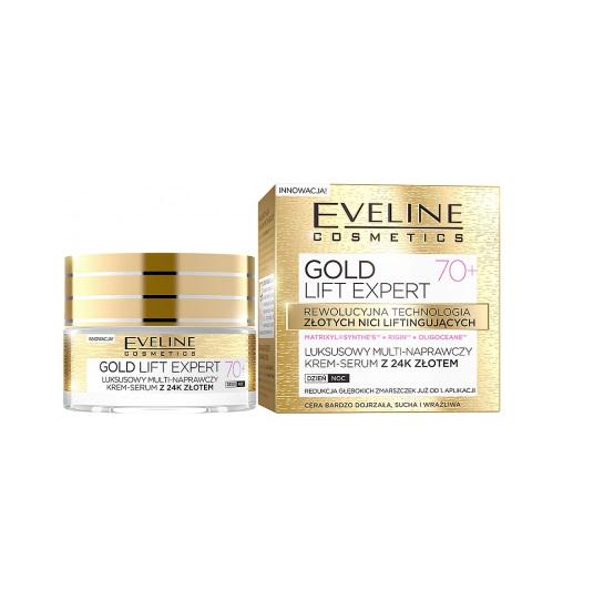 Відновлюючий крем-сироватка Eveline 70+ Gold Lift Expert 50 мл (5901761941968)