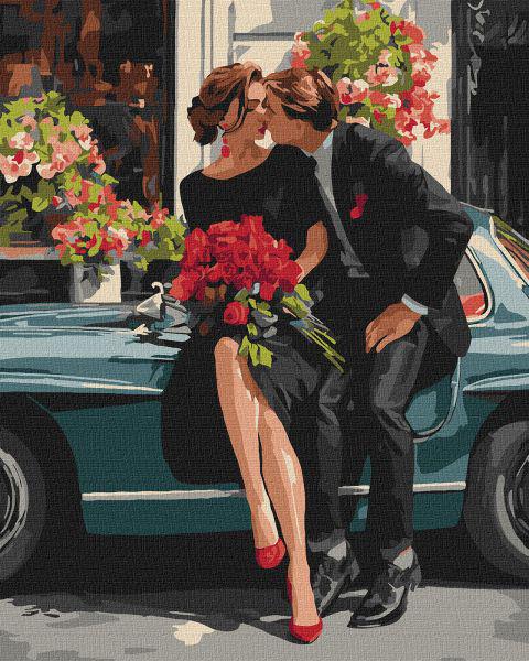 Картина за номерами Ideyka Романтична пара у машини 40x50 см (KHO8703)