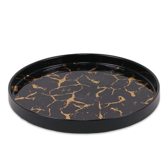 Блюдо фарфоровое круглое Flora мрамор 30 см Черный (32445)