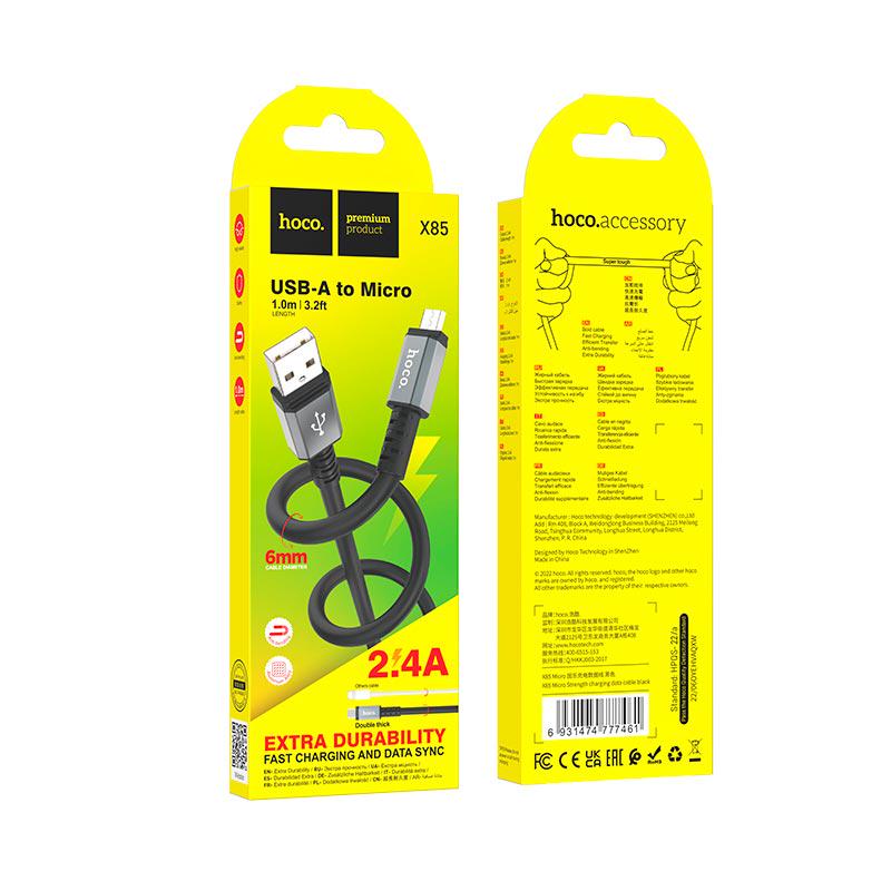 Кабель Hoco Micro USB Strength X85 1 м Black (9822330) - фото 4 Кабель Hoco Micro USB Strength X85 1 м Black (9822330) - фото 4