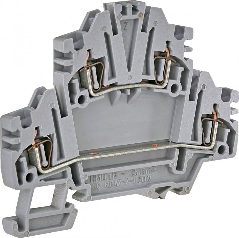 Клемма пружинная/наборная ETI ЕSP2-HMD.1 двухуровневая 17,5А 1,5 мм2 х 73х4,2х59 мм Серый (3903183)