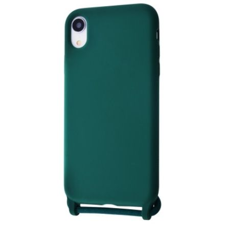 Силиконовый чехол CORD для iPhone Xr с шнурком Темно-зеленый