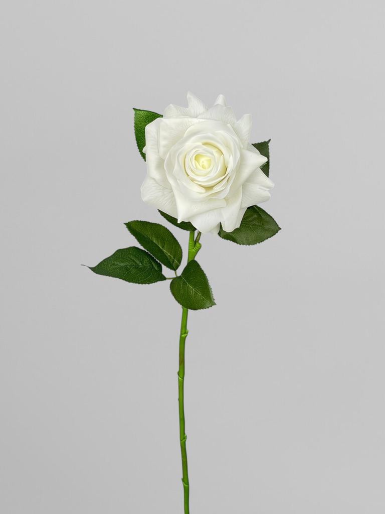Искусственная роза на стебле для декора Real Touch 1 соцветие 64 см Белый (К02062)