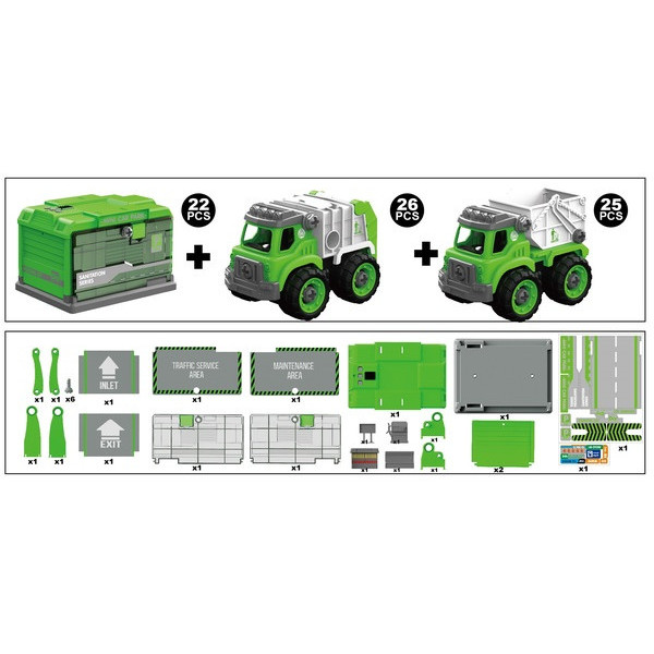 Конструктор Diy Spatial Creativity Набір муз.Мусоровоз і Само-ал LM9048-1A (CJ-1614204) - фото 4
