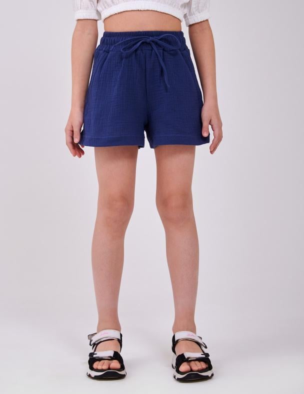 Шорты детские для девочки Smil 100 cotton муслин 134 см Темно-синий (112444)