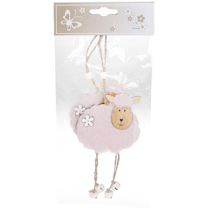 Декор пасхальный на подвесе BonaDi Овечка 23 см 2 шт Розовый (781-979)