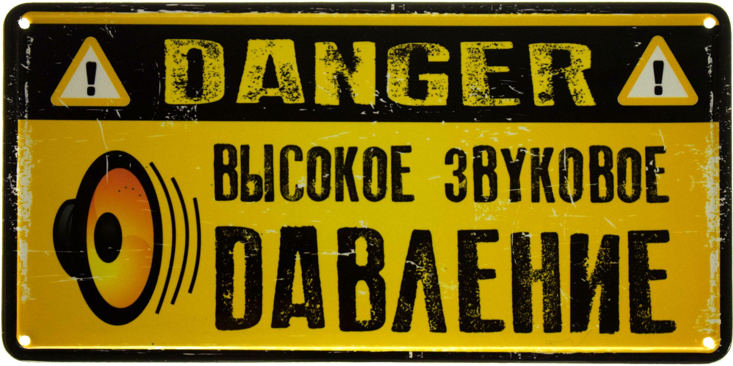 ᐉ Табличка металлическая "Danger! Высокое Звуковое Давление" 15x30 см