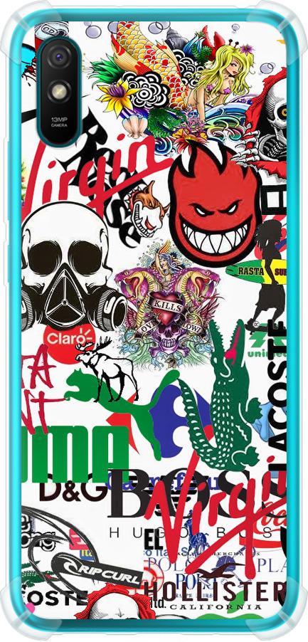 Чехол на Xiaomi Redmi 9A Many different logos (4022sp-2034-42517)