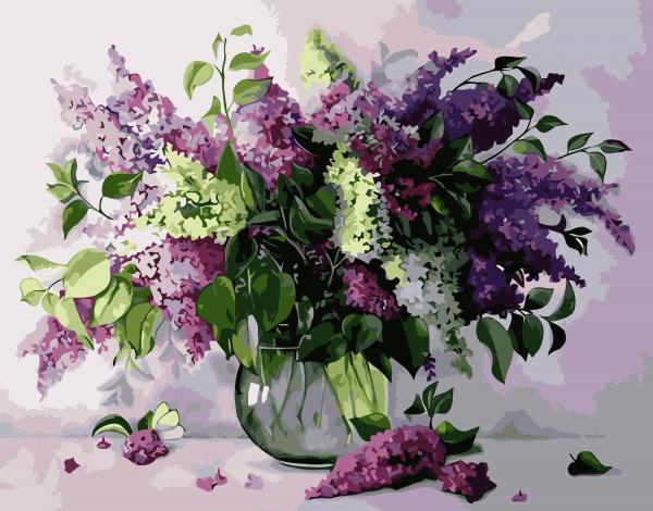 Набор для росписи по номерам Strateg Сиреневый букет 40х50 см (VA-0614-mt)