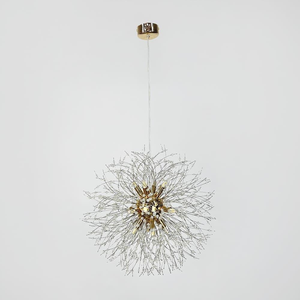Світильник пухнастий підвісний-кулька у вигляді кульбаби Ø 55 см Золотий (AS155/550 P GD)