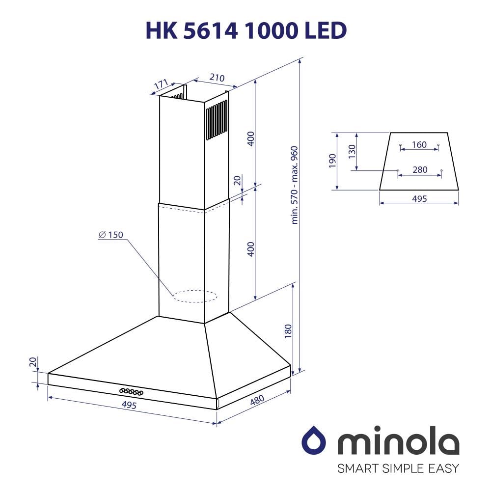 Вытяжка купольная Minola HK 5614 BL 1000 LED - фото 11