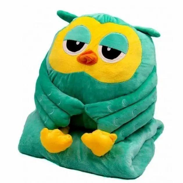 Мягкая игрушка Сова плед-подушка Happy Baby плюшевая 110x160 см 3в1 Зеленый (opt-105021)