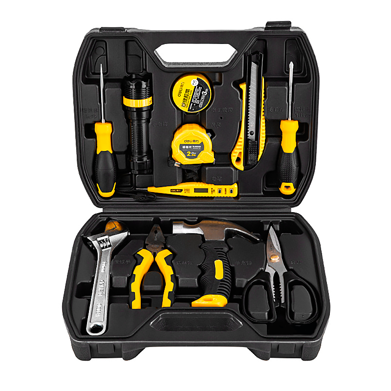 Набор инстумента бытовой Deli DL1012 12 пр. отвертка молоток плоскогубцы фонарик ножницы нож Набор инстумента бытовой Deli DL1012 12 пр. отвертка молоток плоскогубцы фонарик ножницы нож