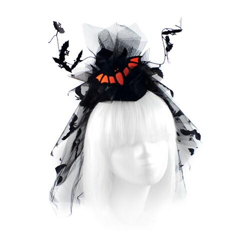 Шляпка Летучие мышки с фатой SETA Decor 17-840BLK-OR
