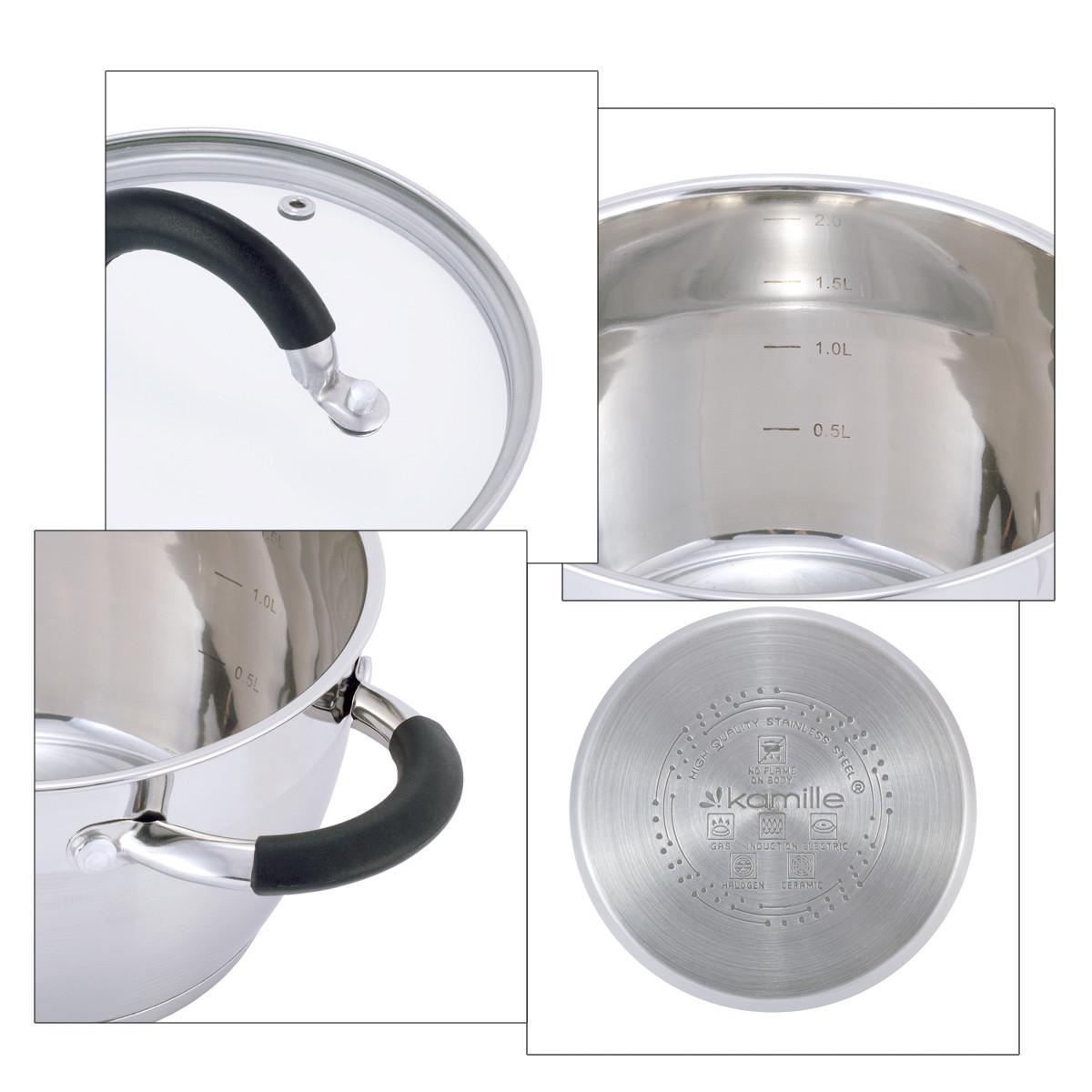 Набір каструль із кришками Kamille КМ-5753 із нержавіючої сталі з 4-х предметів Сталевий (150-84-5753) - фото 8